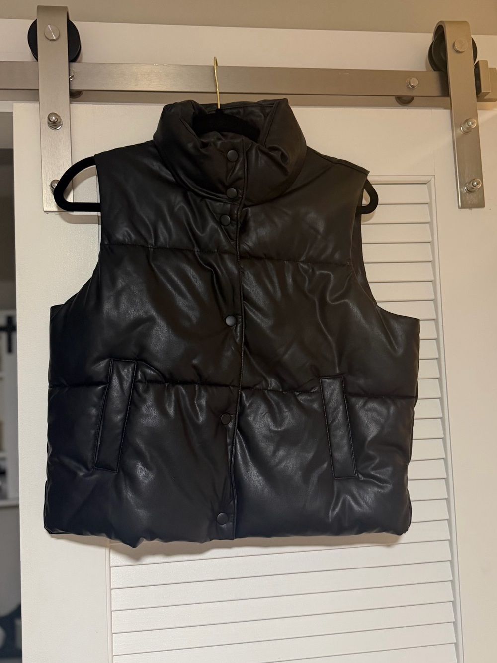 Old Navy oversized Black Puffer Vest with Stand Collar